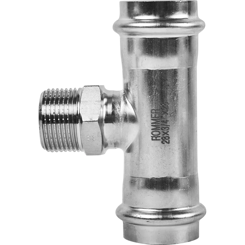 Тройник переходной Rommer 3/4"x28 мм ВПр-НР нержавеющая сталь STLM-2033401 - Вид №2