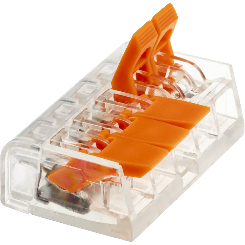 84509775 Клеммы соединительные монтажные с рычажком Duwi СМК 222-415 5-проводные 4мм² прозрачные 5шт 26615 0 STLM-1109972  - Вид №2