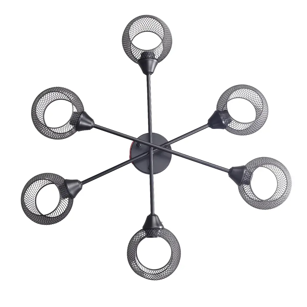 Люстра потолочная Эйр РС23634 6 ламп 18 м² цвет черный РОССВЕТ STLM-2022427 - Вид №3