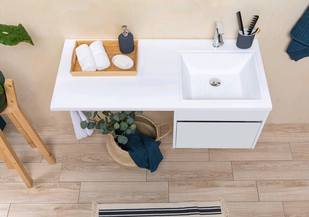 Тумба с раковиной Aquanet Токио 120 R белый (подвесная, 1 ящик) 0023691600235500 - Вид №13