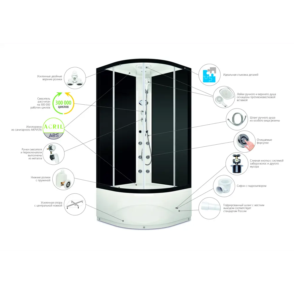 DOMANI-SPA Delight — угловая душевая кабина с гидромассажем 90×90 см 87210149 STLM-0977166 - Вид №4