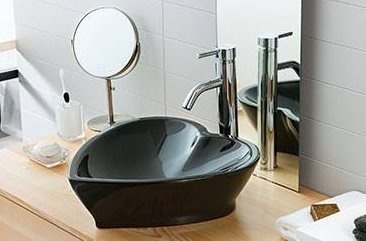 TP149-00SI00E-0000 Раковина TP149.4 сердце ЧЕРНАЯ Creavit  - Вид №1