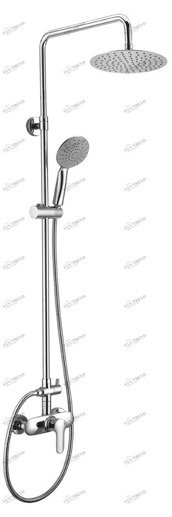 Душевая колонна со смесителем для верхнего и ручного душа, верхний душ из нержавеющей стали BelBagno RENO REN-DOCM-CRM-IN