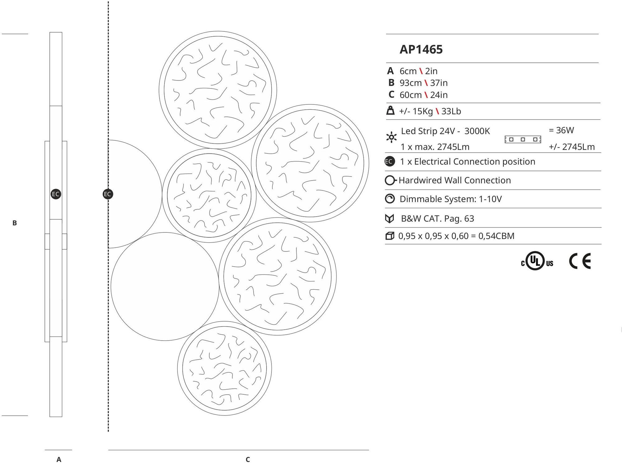 Serip Бронзовый светодиодный настенный светильник ручной работы Luna Ap1465 - Вид №1