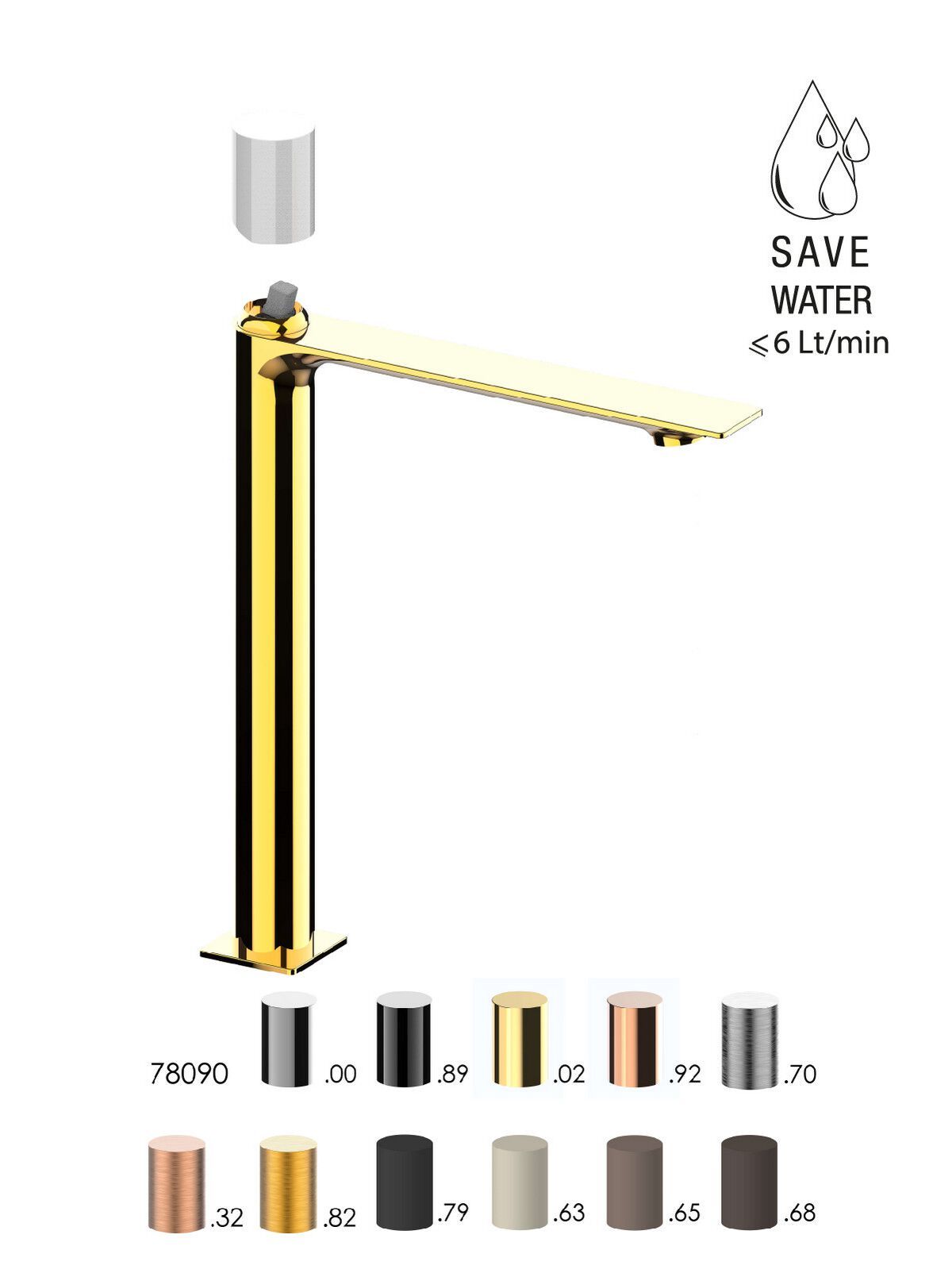 Смеситель для раковины высокого пола с ограничителем расхода Rubinetterie Frattini Narciso S ARCH-00042651 - Вид №13