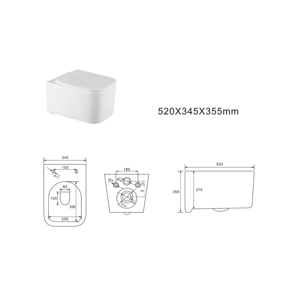 Комплект инсталляции Aquatek Pneumo N 49 с безободковым унитазом Aquatek Квадро клавиша Aquatek Pnn-0000003 серая Pneumo N49 STLM-2199393 - Вид №13