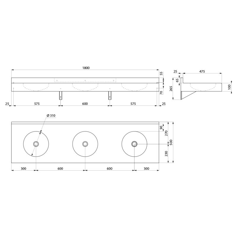 120750 Коллективный умывальник TRIPLO RP DELABIE  - Вид №1