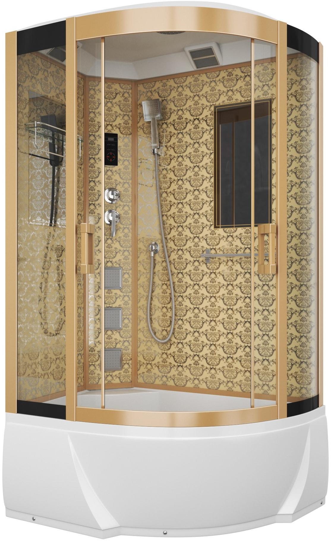 Душевая кабина NG-7712GL (800x1200х2150) высокий поддон стенки ЗОЛОТО Niagara Luxe