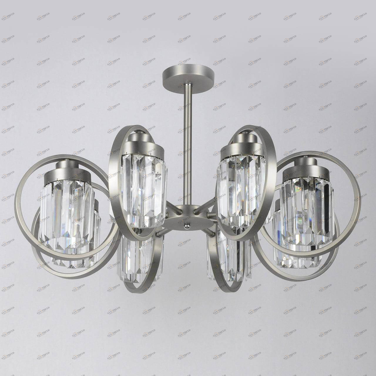 Потолочная люстра Eurosvet 10095/8 сатин-никель/прозрачный хрусталь Strotskis EUROSVET ДИЗАЙНЕРСКИЕ, LORAINE 00-3888638 Прозрачный;серебро 