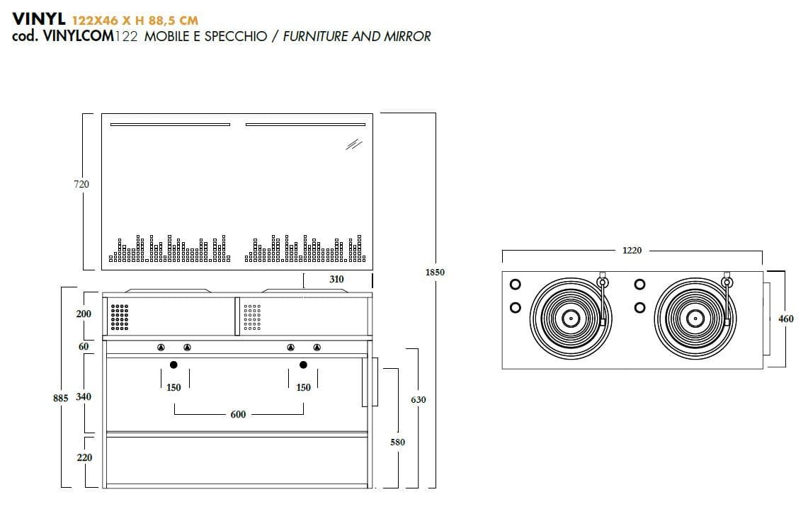 Двойной железный умывальник с ящиками Olympia Ceramica Vinyl ARCH-00005032 - Вид №3