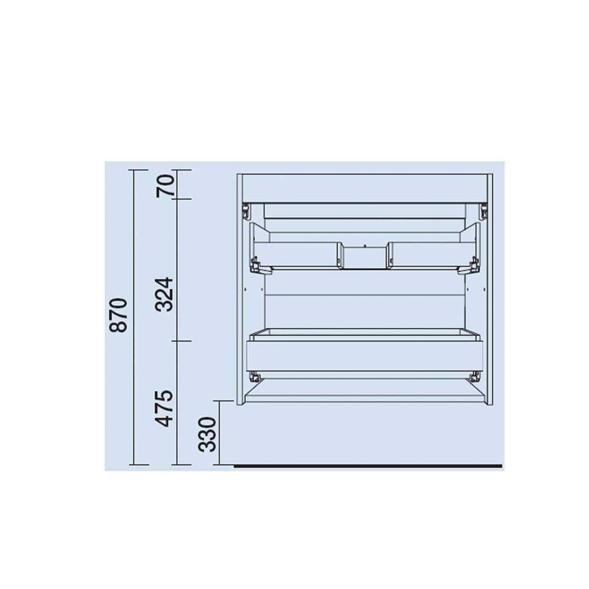 23301 SALGAR Мебель для умывальника FUSSION CHROME 900 SBIANCATO с 2 ящиками 897 x 540 x 450 мм Sbiancato - Вид №4