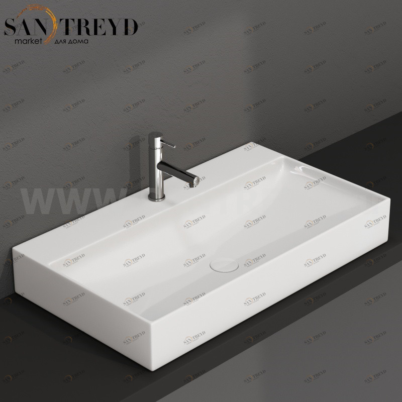 B6R81BI Подвесная раковина настенная прямоугольная Ceramica Globo T-EDGE белая