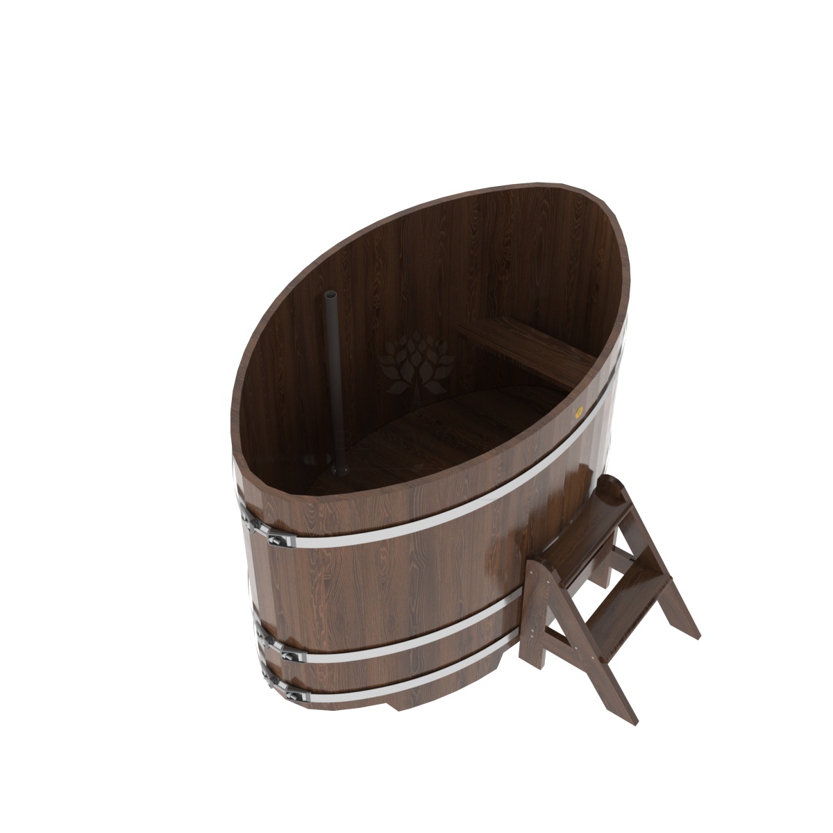 1311 Купель овальная из дуба 1,02х1,68х1,1 морёная Alyarus  - Вид №1