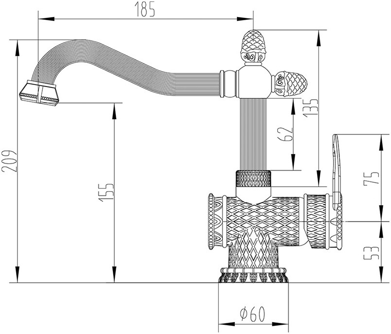 Смеситель ZorG Antic A 424U-BR для раковины, бронза - Вид №1