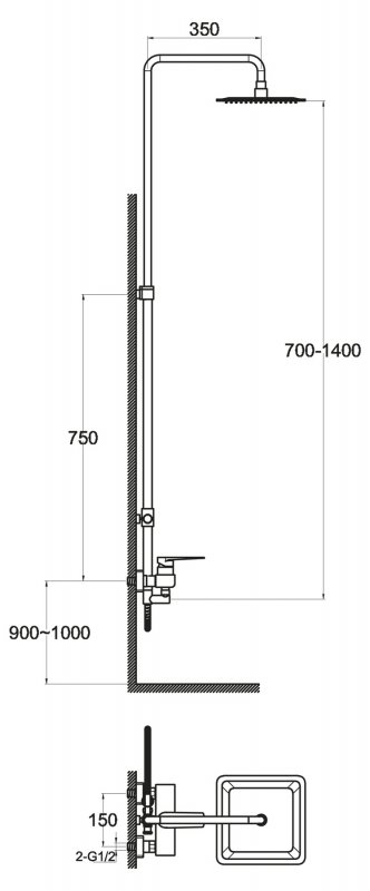 Душевая колонна BelBagno CAR-DOCM-CRM  - Вид №1