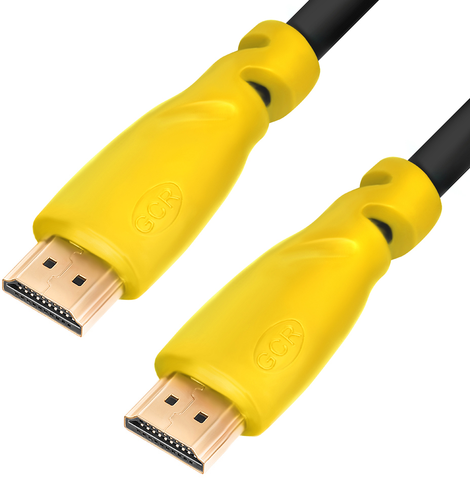 GCR-HM340-1.8m кабель 1.8m hdmi версия 1.4, черный, желтые коннекторы, od7.3mm, 30/30 awg, позолоченные контакты, ethernet 10.2 гбит/с, 3d, 4k , экран Greenconnect Santreyd 