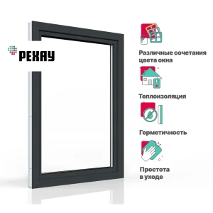 91786742 Пластиковое окно ПВХ Рехау 1000x800см (ВхШ) одностворчатое левое цвет белый/серый антрацит STLM-1389523
