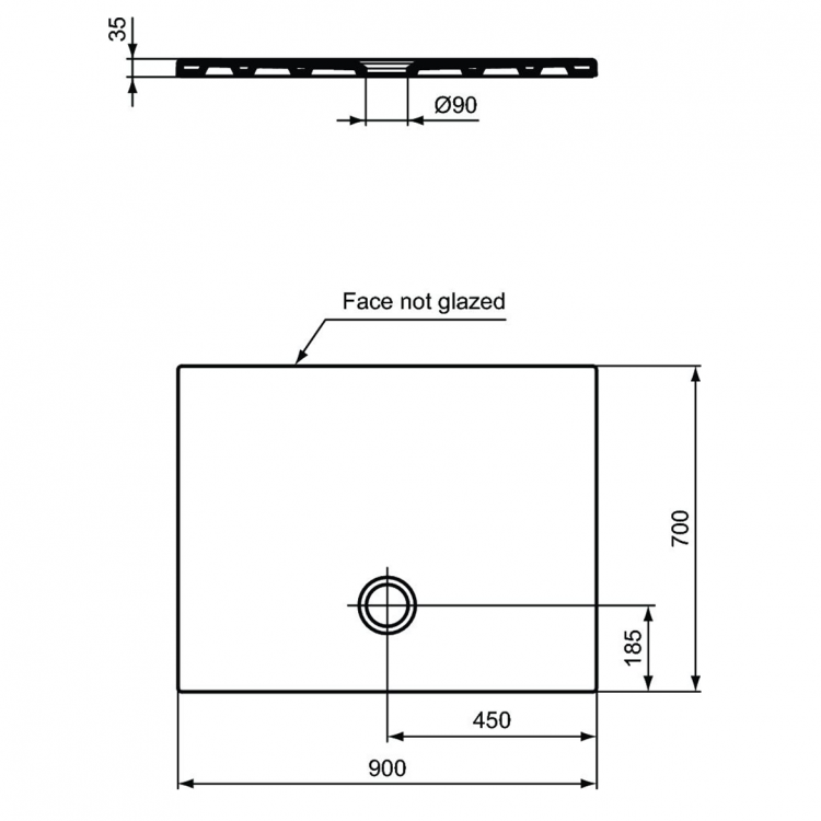 T2571YK Душевой поддон 90X70 см Ideal Standard STRADA - Вид №2