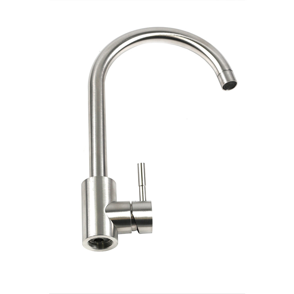 Смеситель д/кухни MELANA-610103 Tondo нерж.сталь, однорычажный, сатин, литой излив - Вид №5