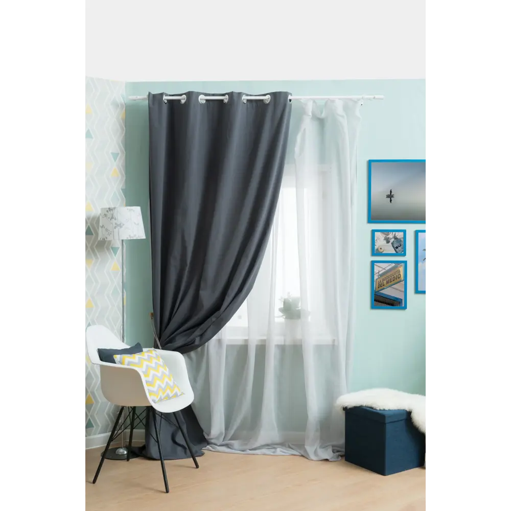 Тюль на ленте New Lol Smoke, 300х280 см, однотонный, цвет серый INSPIRE STLM-2007736 - Вид №6