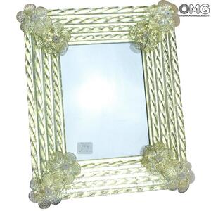 902 ORIGINALMURANOGLASS Венецианская фоторамка с цветками - муранское стекло OMG  см