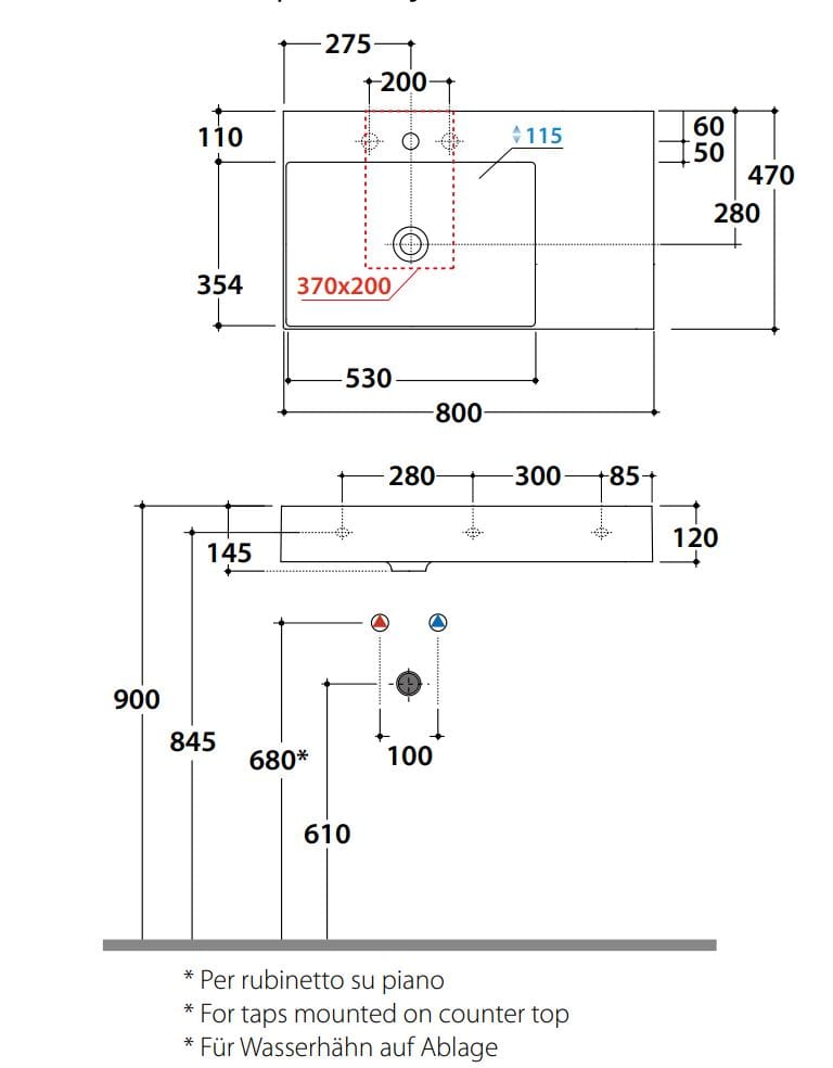 Керамическая прямоугольная раковина Ceramica Globo плиты ARCH-00033048 - Вид №2