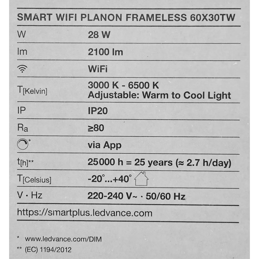 Безрамный накладной светильник WiFi 28 Вт IP20, 60X30 мм, 2100 Лм LEDVANCE STLM-2052110 - Вид №11