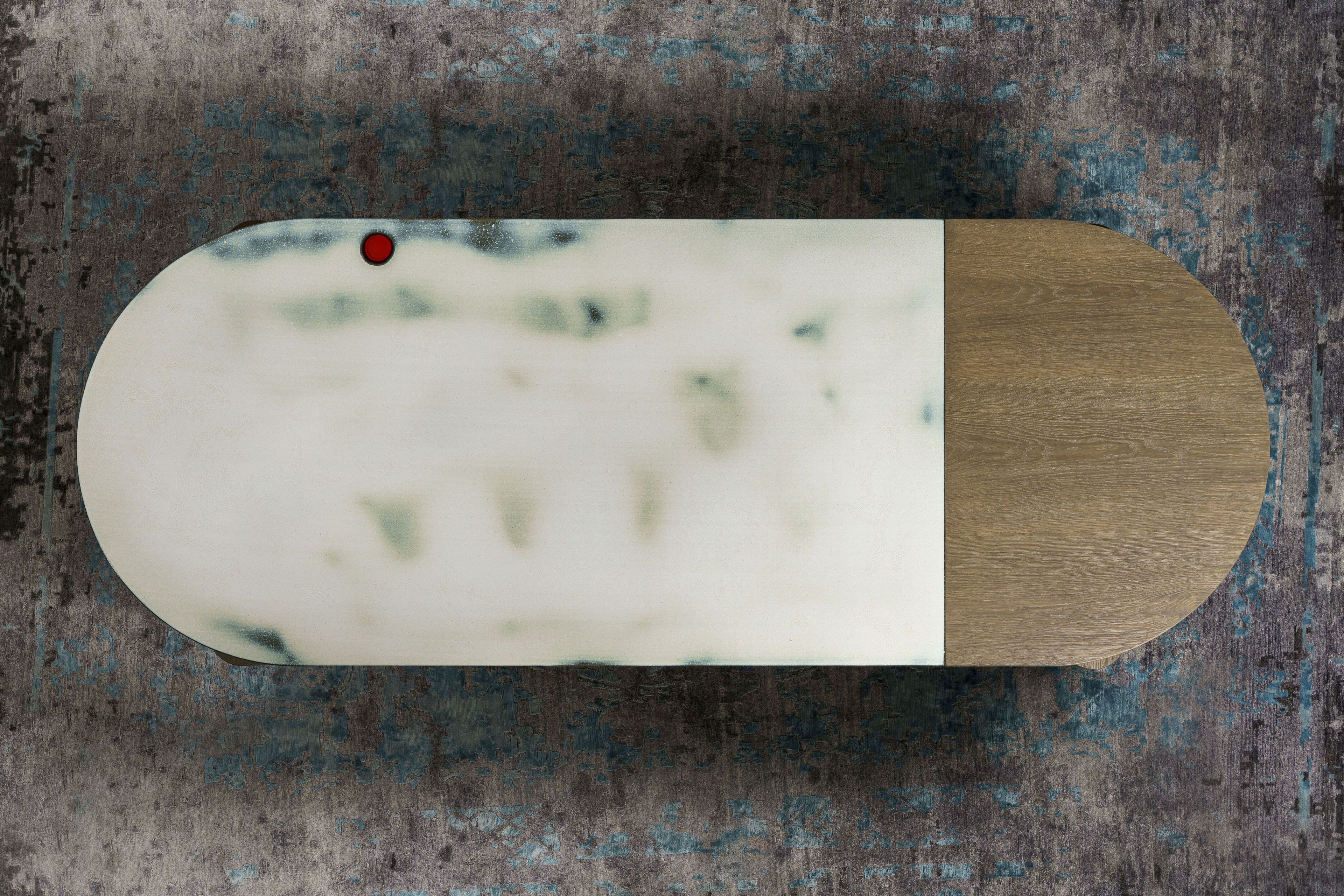 Овальный стол из фаянса и дуба DOMIZIANI современный ARCH-00075602 - Вид №2