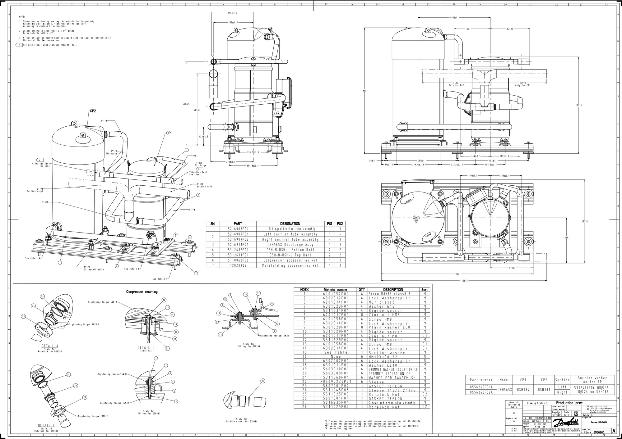 Danfoss DSH — Герметичные спиральные компрессоры, R410A DSH381A4APC Компрессор спиральный 120H1366  - Вид №14