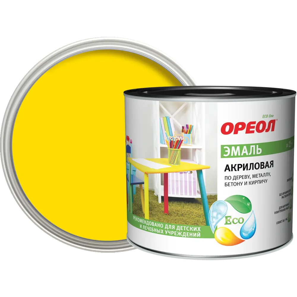Эмаль акриловая Ореол глянцевая цвет желтый 1.9 кг STLM-2068747