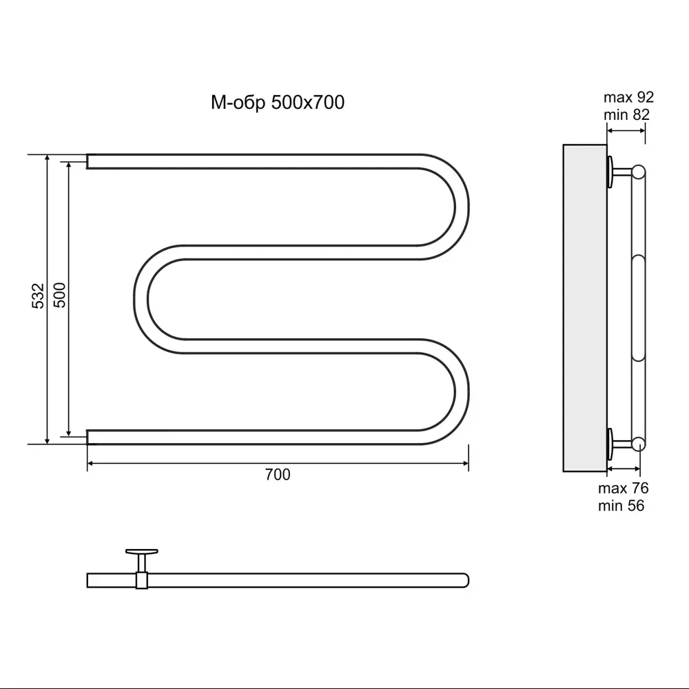 Водяной полотенцесушитель EQUATION M-образный для ванной комнаты 16966230 STLM-0007306 - Вид №3