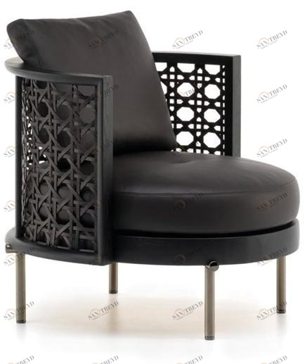 Minotti Кожаное кресло с деревянной конструкцией Torii sun-id-1516488