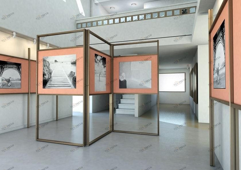 STUDIO T Двусторонняя напольная подставка из алюминия Pannelli espositivi per mostre sun-id-1353928