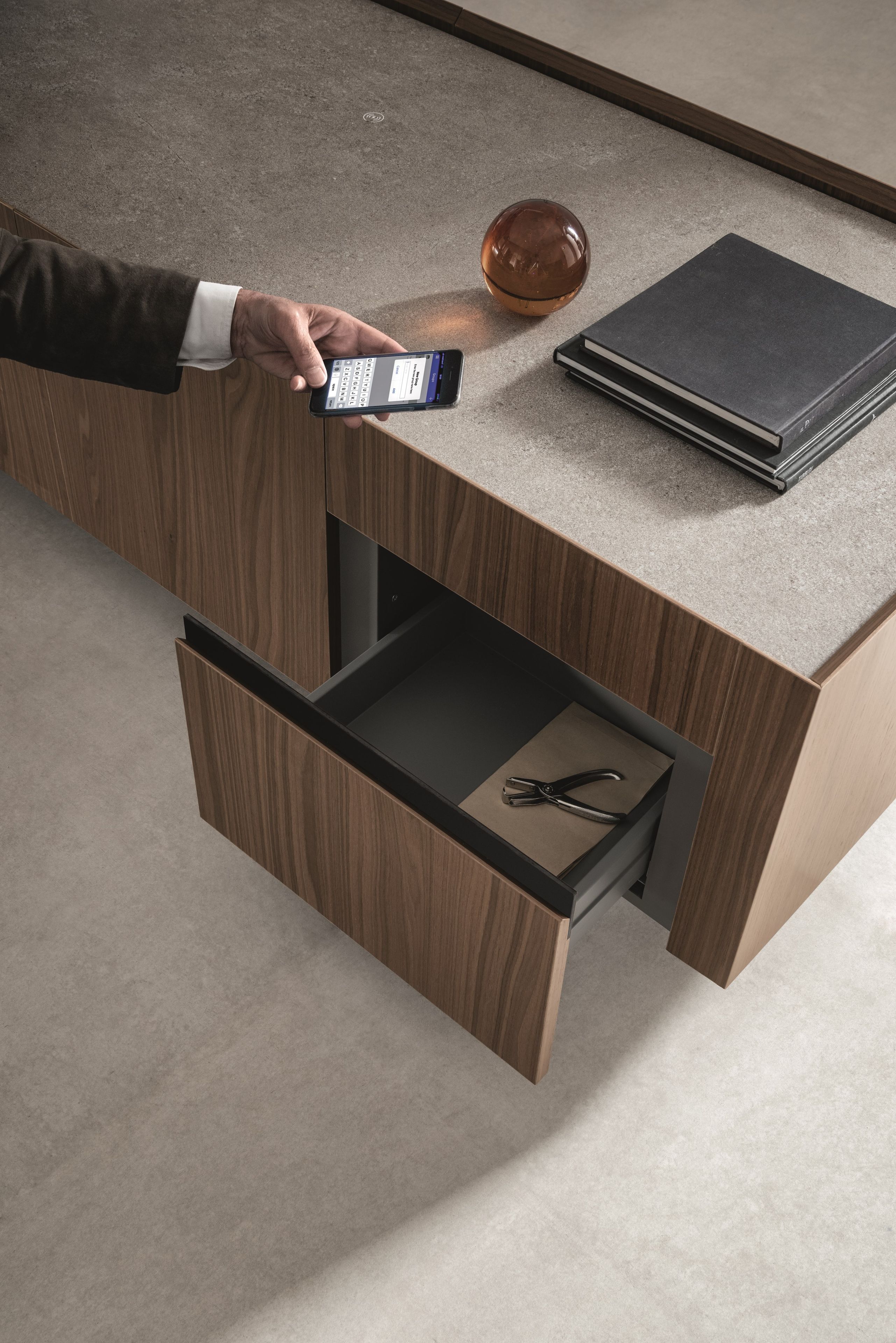 Прямоугольный деревянный угловой стол с ящиками Martex Kyo ARCH-00077142 - Вид №4