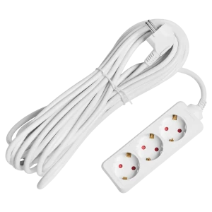 Удлинитель бытовой Skybeam 3x1.5 10 м 3 розетки с заземлением 3680 Вт цвет белый