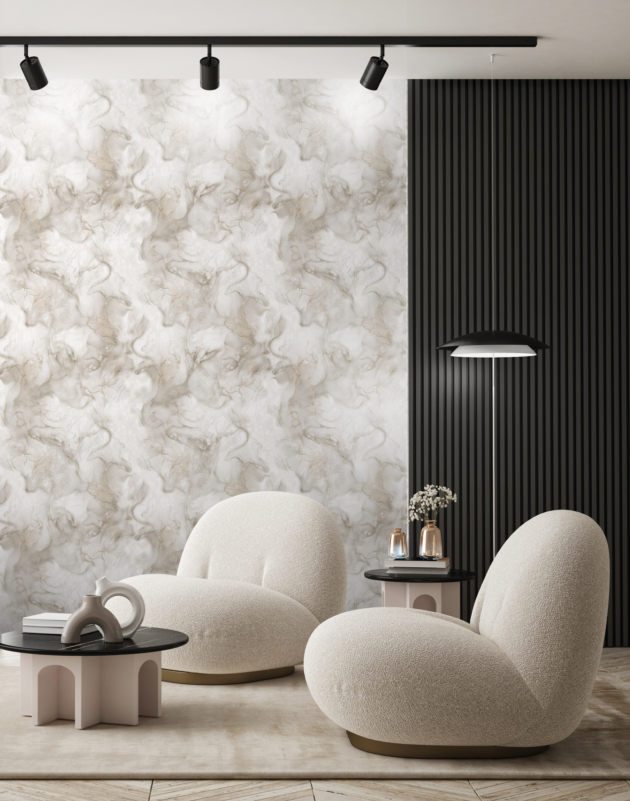 Дизайнерские флизелиновые обои SOLO DISCO с блёстками бежевого цвета 87762777 STLM-0075582 - Вид №2