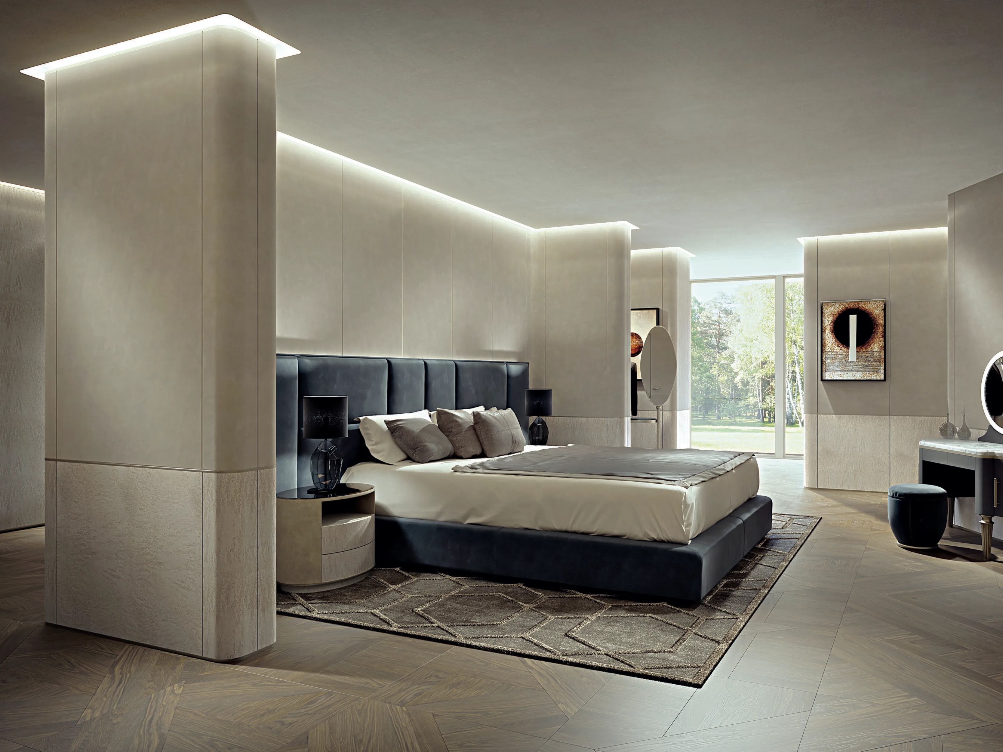 Обшивка из кожи Longhi FOREVER SYSTEM BEDROOM ARCH-00056468