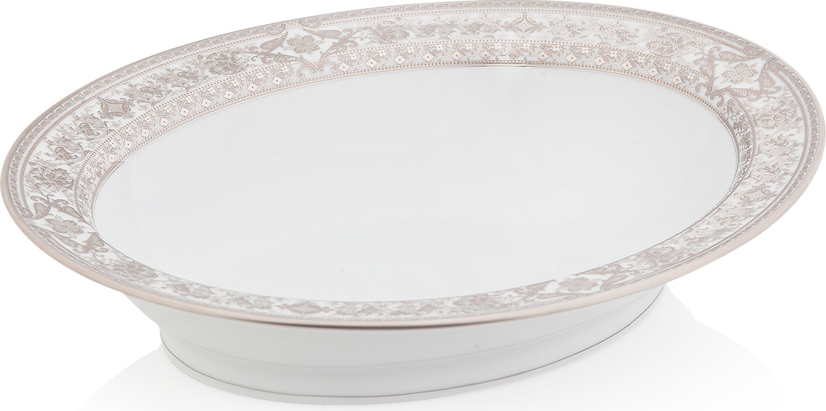 10561967 Haviland Блюдо для горячего 24см "Матиньон" (белый, платиновый декор) Фарфор 
