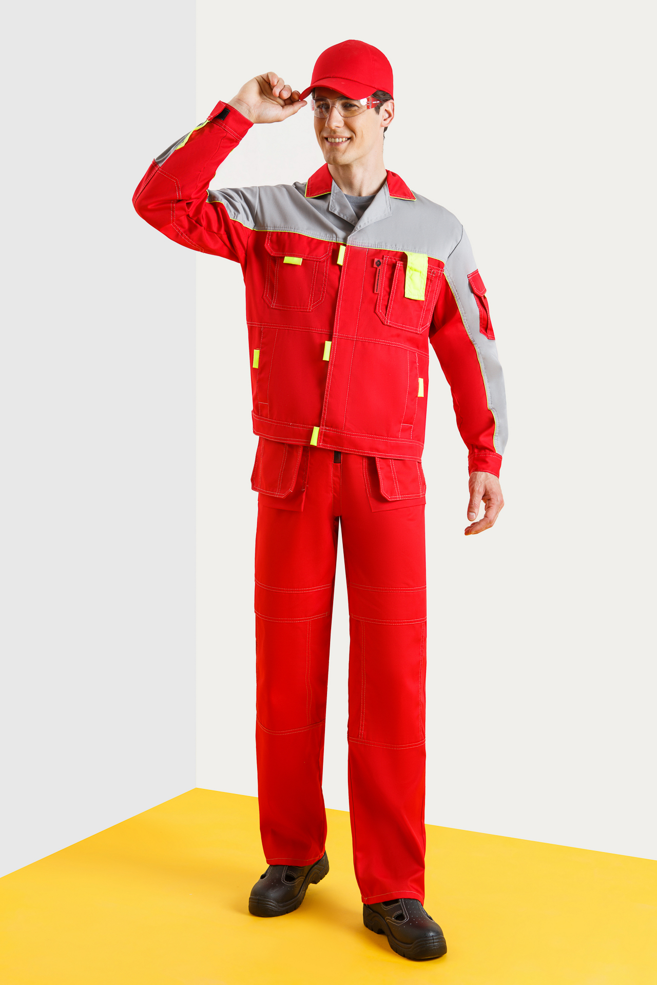 65321 Костюм "Профессионал-2" красный-светло-серый  Летняя спецодежда  размер 60-62/182-188  - Вид №8