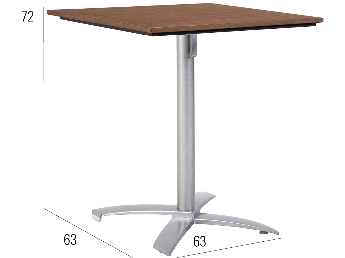 76.00.0069 Стол Победы Tradition Resysta sumatra 70 × 70 + Каркас стола Bistro алюминий серебристый складной Mbm Victory - Вид №1