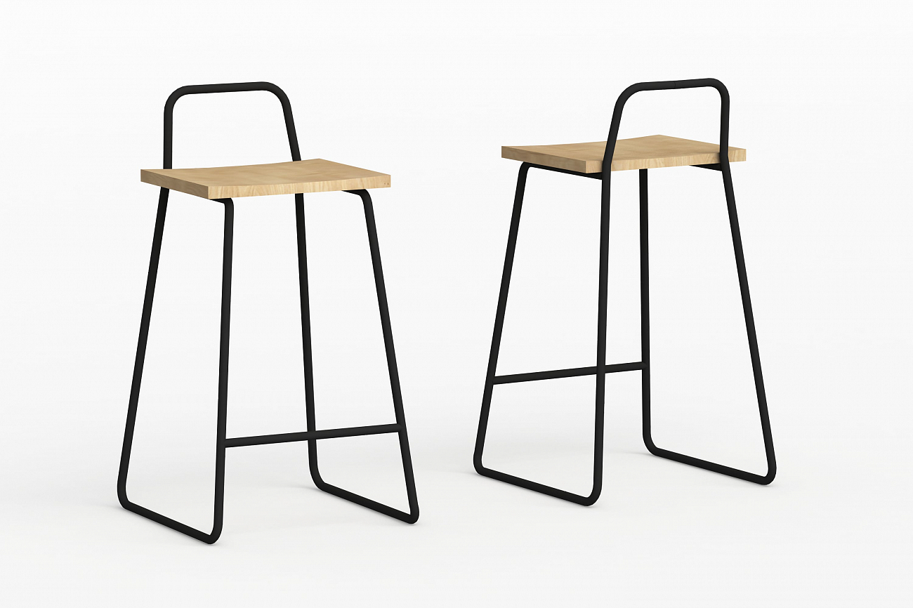 Барный стул с деревянным сиденьем синий Bauhaus WOODI  00-3966294 Синий  - Вид №5