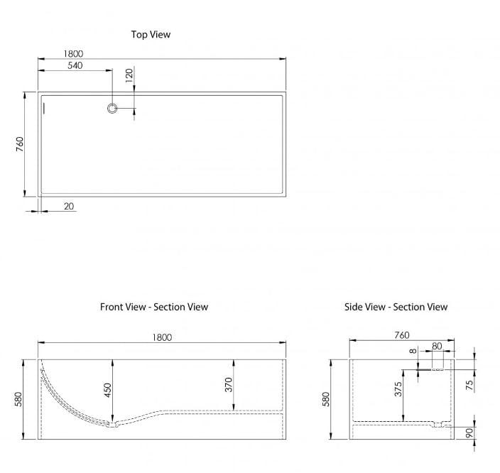 Прямоугольная ванна в центре комнаты из смолы LUSSO Ethos ARCH-00107192 - Вид №14