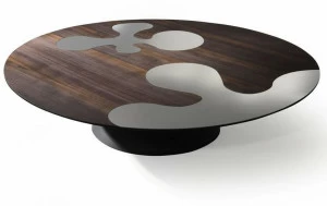 ALBEDO Низкий круглый журнальный столик из стали и дерева