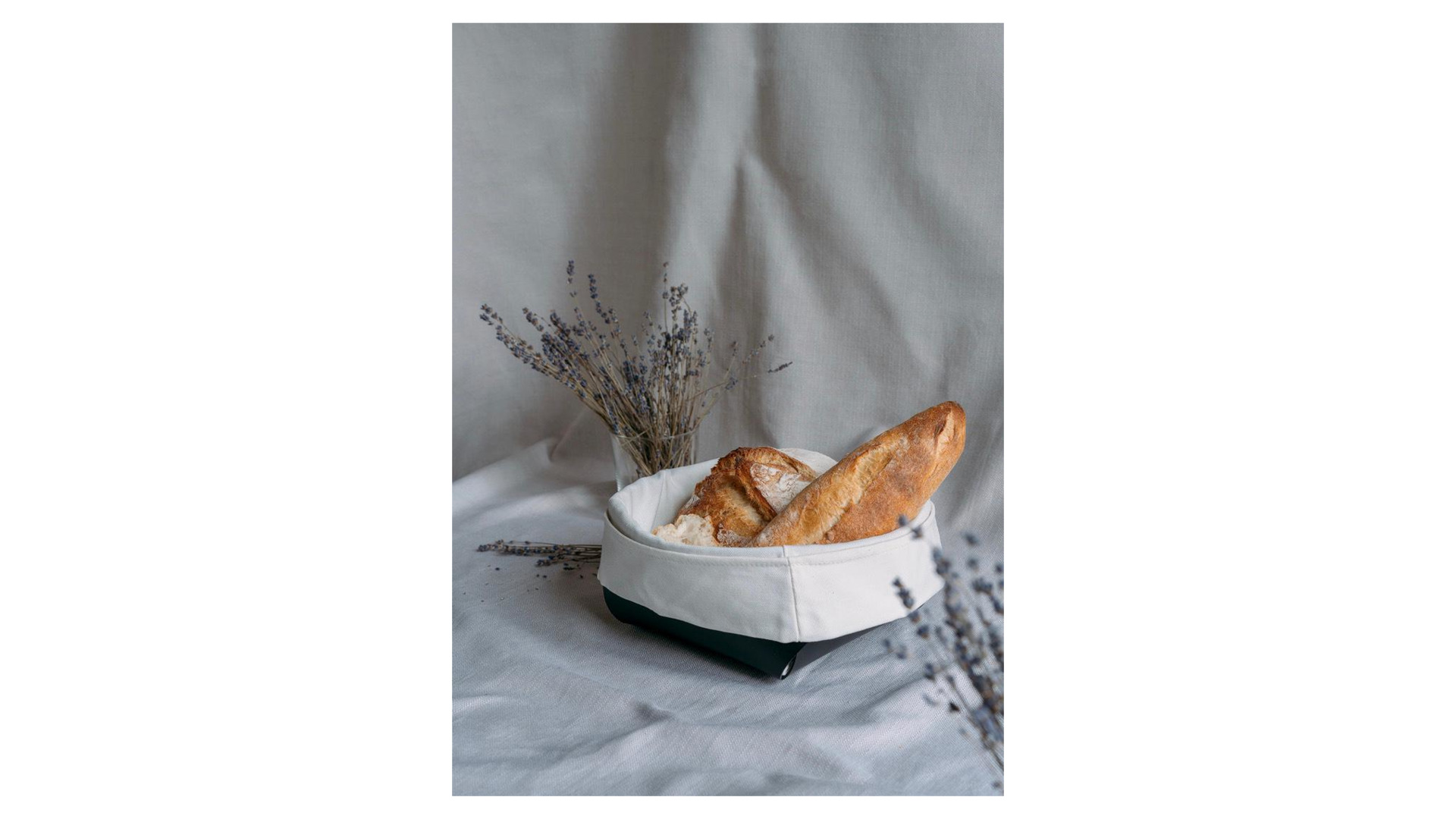 10643979 ADJ Хлебница со съемным мешочком из льна, 20х20см (черная) Кожа искусственная  - Вид №2