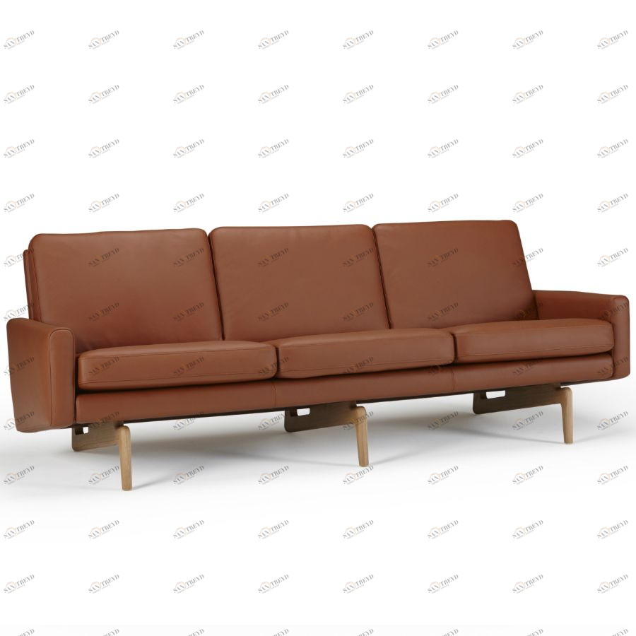 Диван трехместный Egsmark с мягкими подлокотниками, лакированный дуб, коричневый Kragelund 20003202801