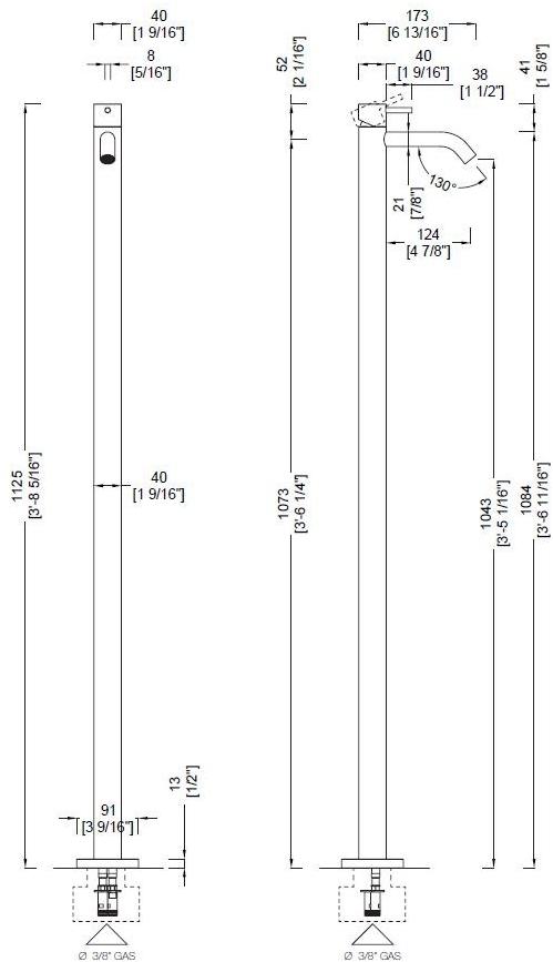 RIFRA Смеситель для раковины напольный однорычажный из нержавеющей стали Forty 1210071/2 - Вид №1