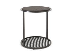 Круглый журнальный столик из дерева и металла