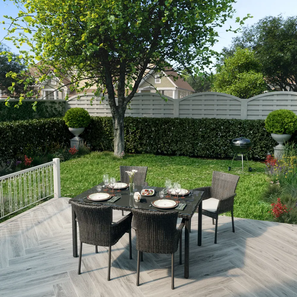 Стол садовый NATERIAL Noa Fix с переработанным пластиком и стеклянной столешницей 82509546 STLM-0028911 - Вид №9