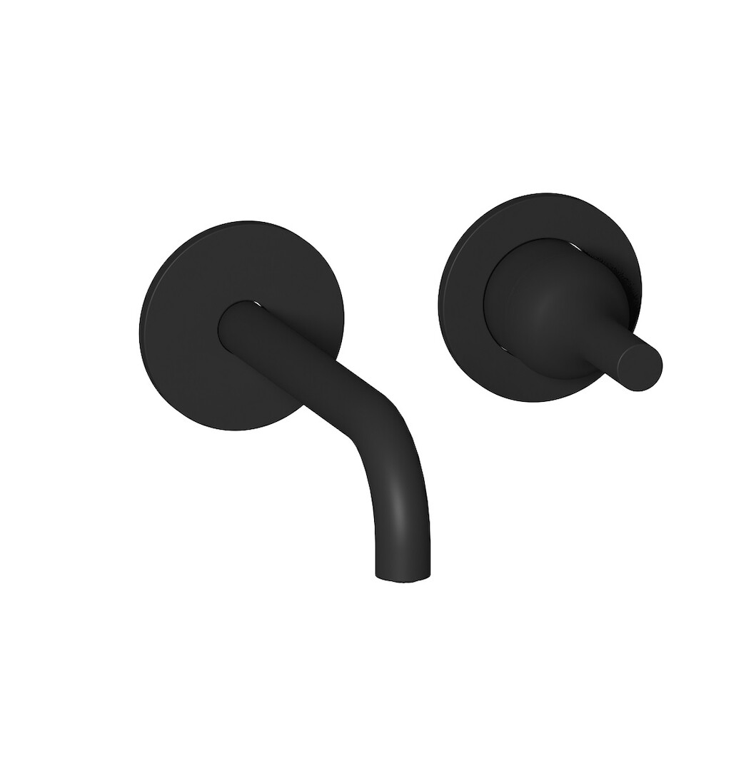 Встроенный в стену смеситель для раковины на 2 отверстия в комплекте с донным клапаном WE ARE IB bi406np Matt Black Batlo
