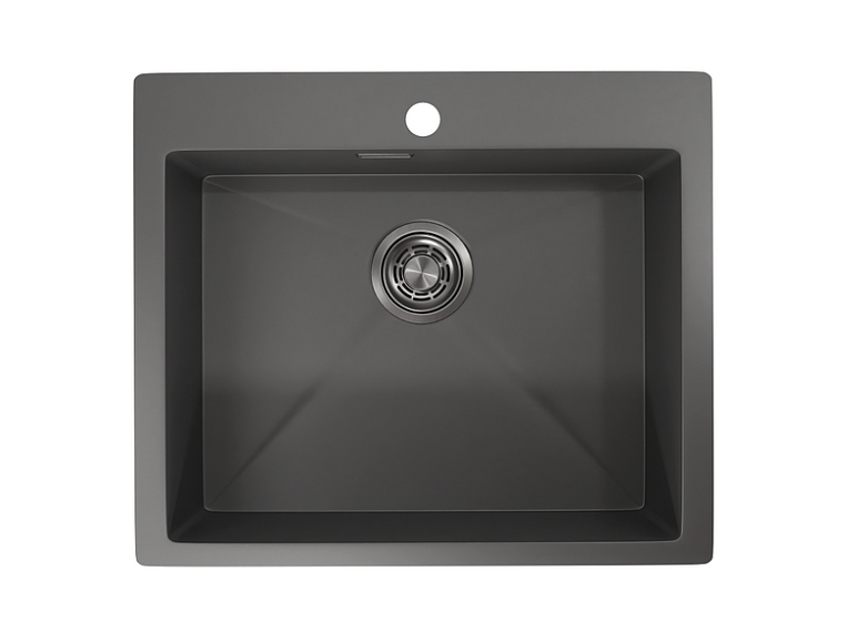 5951, ГРАФИТ МАТОВЫЙ, стальная кухонная мойка GRANULA 5951-ST353 - Вид №1
